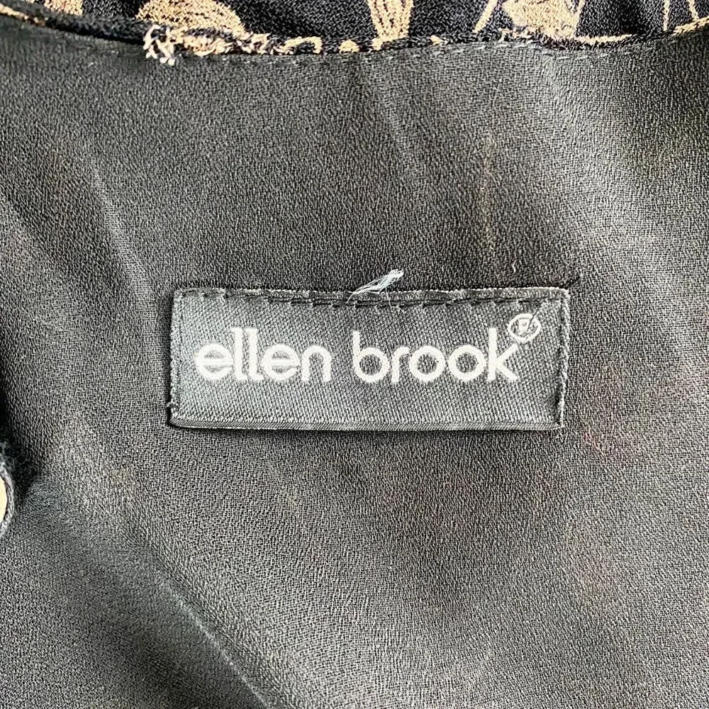 Ellen Brook Black Tan Y2K Romantic Floral Mesh Cowl neck Midi Dress S - Picture 6 of 7